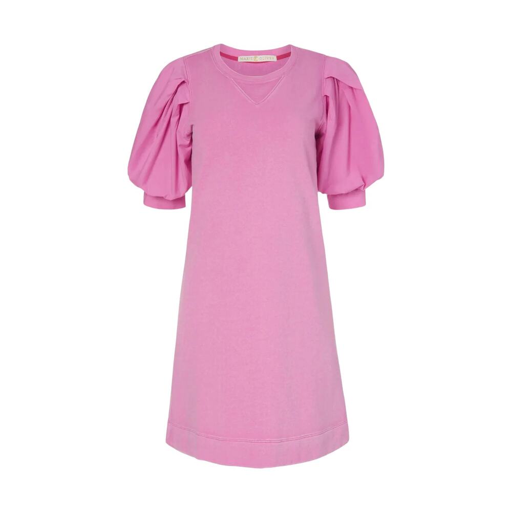 Marie Oliver Petal Pink Shane Dress French Terry Cotton Poplin Puff Sleeve Mini - Picture 9 of 11